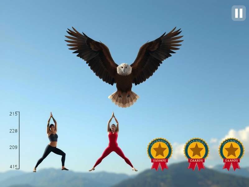 Eagle Pose Wizard gameplay screenshot showing yoga poses